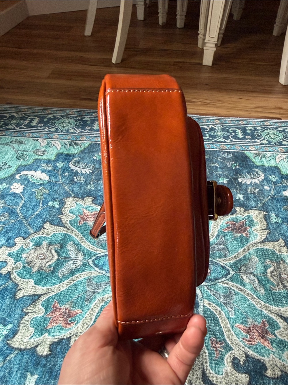 Women's coach cinnamon Leather Crossbody Bag with Front Buckle Pocket - Picture 8 of 16